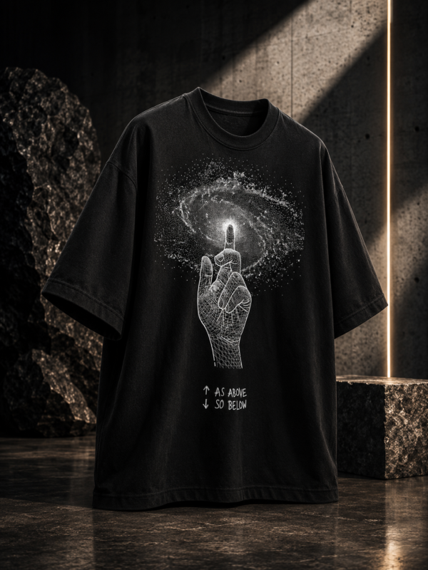 0494DDD5-BCE9-4A2A-A55B-DEFDDC48C3D4 As Above, So Below – Cosmic Connection Oversized Black T-Shirt
