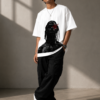 04AA3D12-CD09-432B-8488-082F1DB898BE Abstract Portrait Graphic Oversized White T-Shirt