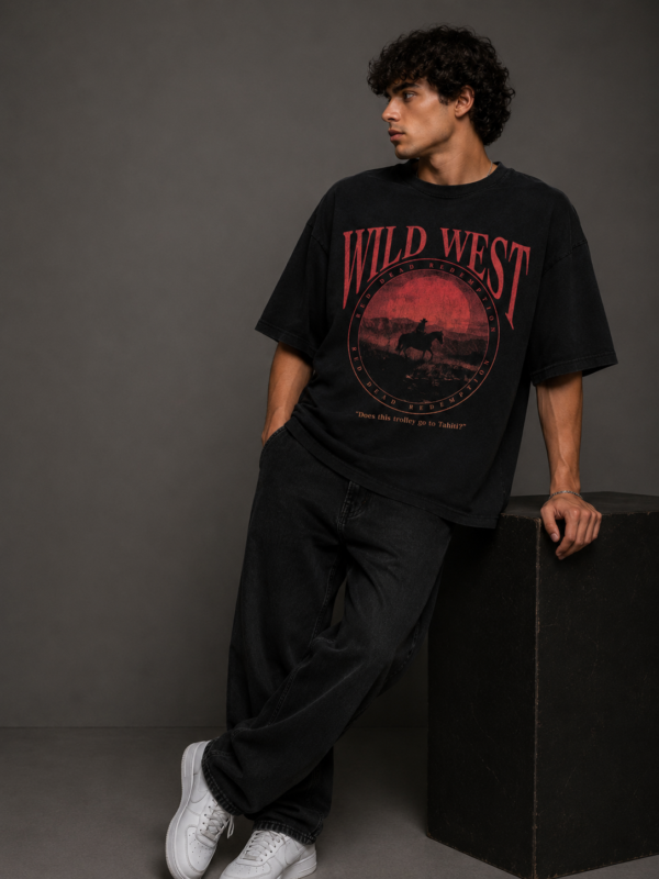 08199145-FC46-4460-A8A5-4BEF7EADFE59 Wild West Redemption – Oversized Graphic Black T-Shirt
