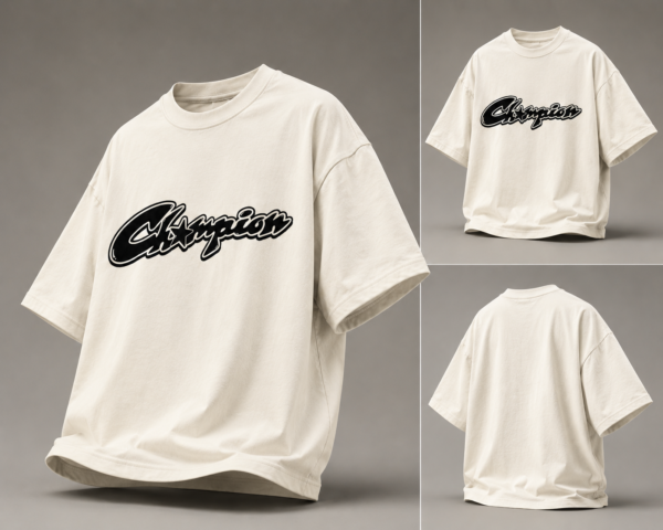 Champion Script Oversized Off-White T-Shirt