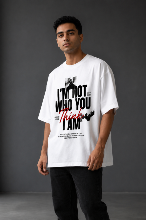 10683DCC-4B7A-4A6C-AFA2-1DA7189EF1CE Not Who You Think – Oversized Statement T-Shirt
