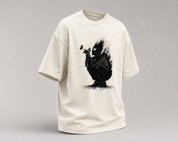 2398140E-7912-4F09-939B-42C253B51468 Dark Butterfly Oversized Off-White T-Shirt