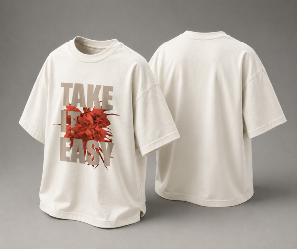 25F34572-87A2-4B4F-ABB9-EE0B6A2E3AFB Take It Easy Oversized Off-White T-Shirt