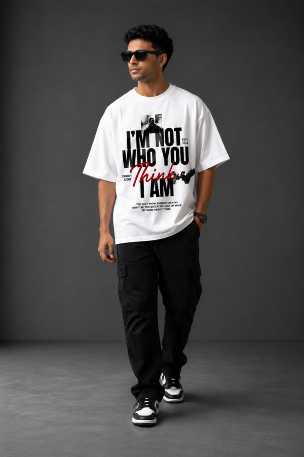 26B81112-DEB1-4AA6-B4F6-3FA7B9FECEE4 Not Who You Think – Oversized Statement T-Shirt