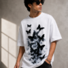 3400BC50-883C-4F5E-AAC5-35818ABFBC56 Black Butterfly Graphic Oversized White T-Shirt