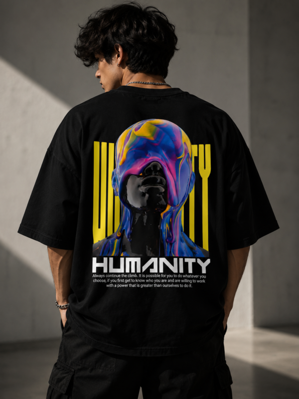 35206060-2C43-49DC-9FA2-3F02EB1637C2 Humanity Oversized Back Graphic T-Shirt – Black