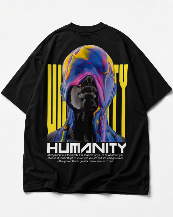41154A5A-290C-44A2-8AA1-7F178751804A Humanity Oversized Back Graphic T-Shirt – Black
