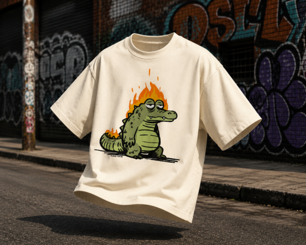 44C636DF-1D13-41B7-87FD-981BFE3CB85C Burnout Croc Oversized Off-White T-Shirt