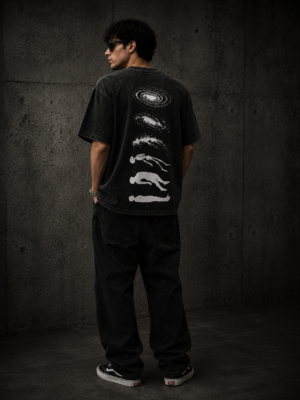 4A0015C3-772C-46C2-A655-C536271EB31E Cosmic Ascension – Graphic Oversized Drop Shoulder Black T-Shirt