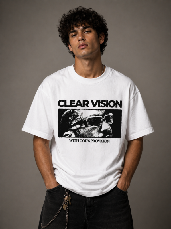 Clear Vision Edition Premium Regular Fit Printed White T-Shirt