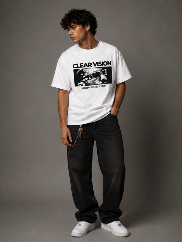Clear Vision Edition Premium Regular Fit Printed White T-Shirt