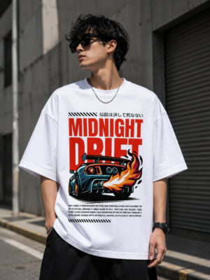 53969674-BFC0-44F8-9E94-0823BBA81E1E Midnight Drift Graphic Oversized White T-Shirt