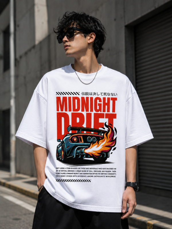 53969674-BFC0-44F8-9E94-0823BBA81E1E Midnight Drift Graphic Oversized White T-Shirt