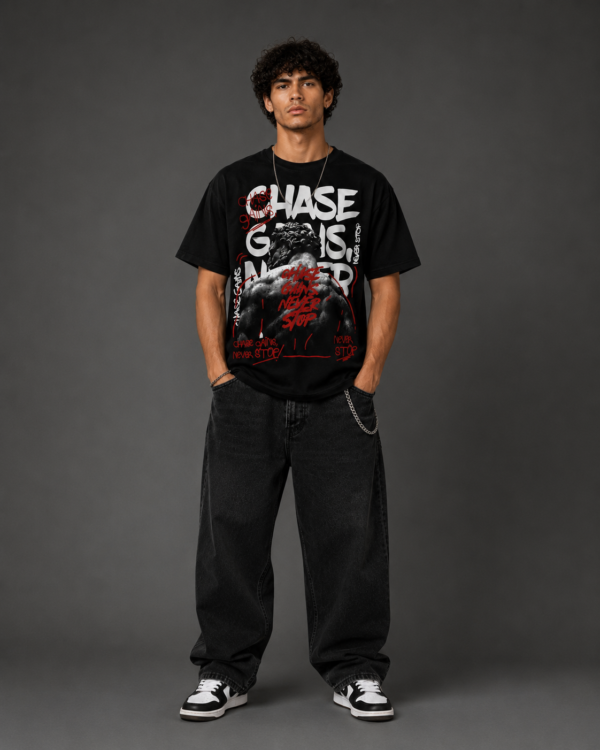 55B711D2-F621-4BEB-AA50-130FC5B662B6 Chase Gains Edition Premium Regular Printed Black T-Shirt