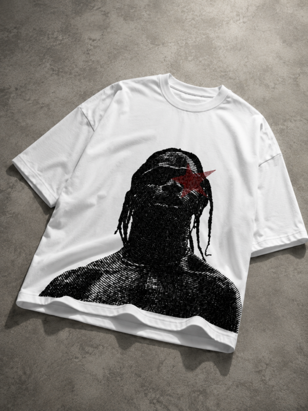 5EB037E4-A5CB-4096-959F-6826349AEB64 Abstract Portrait Graphic Oversized White T-Shirt