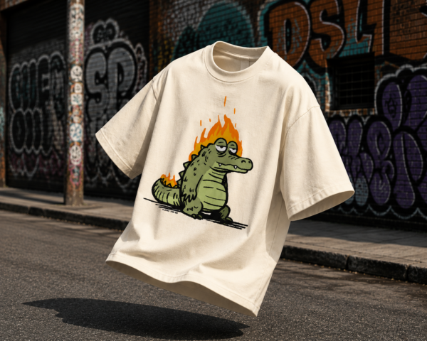 69236565-21DF-4DA7-B43B-EC68C4DEB452 Burnout Croc Oversized Off-White T-Shirt
