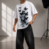 6B4DE720-C43D-4644-9F4C-44B4BC57C603 Black Butterfly Graphic Oversized White T-Shirt