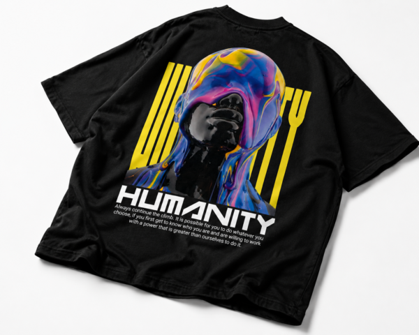 7436EFC2-62E1-457F-AF0D-6B65C7A56493 Humanity Oversized Back Graphic T-Shirt – Black