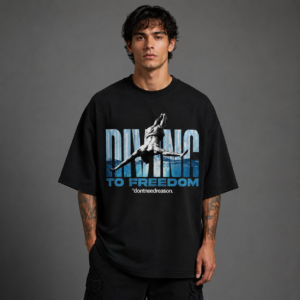 743B3698-24EE-4F35-A756-D8029E4FECA6 Dive to Freedom – Oversized Black Printed T-Shirt