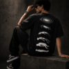77FADE43-1D17-4066-898A-934458F866D2 Cosmic Ascension – Graphic Oversized Drop Shoulder Black T-Shirt