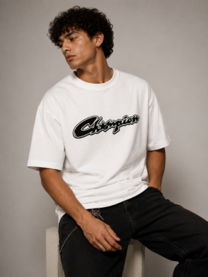 785B7AD5-39E9-4ECF-B89B-188E28630497 Champion Signature Premium Regular Fit Printed White T-Shirt