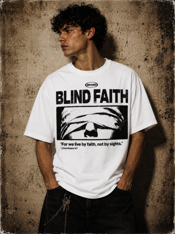 79EF2862-3930-4521-9D45-FB7BDDCC5C36 Blind Faith Edition Premium Regular Fit Printed White T-Shirt