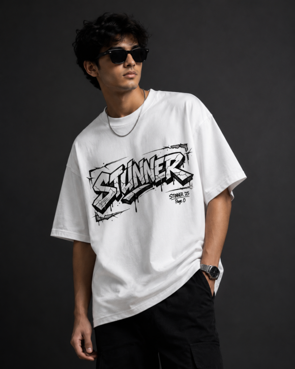 7A3099E5-8A9C-4C5F-8841-3A49F573F4C8 STUNNER – Street Graffiti White Oversized T-Shirt