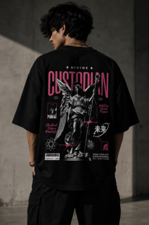 7AAA0CC4-7EEE-4713-A752-45F5B0AAA2B2 Divine Custodian Oversized Back Graphic T-Shirt – Black