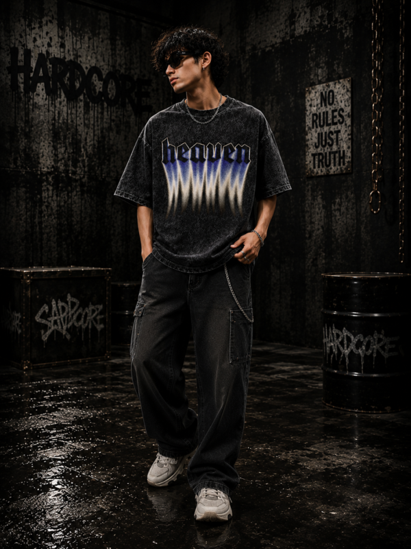 Heaven Fade – Acid Wash Oversized Drop Shoulder T-Shirt