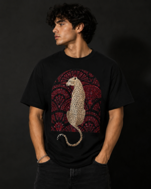 A11C4EE5-C6AD-4E87-AE68-7AF5867E75F8 Wild Leopard Premium Regular Printed Black T-Shirt