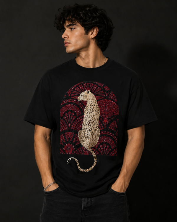A11C4EE5-C6AD-4E87-AE68-7AF5867E75F8 Wild Leopard Premium Regular Printed Black T-Shirt