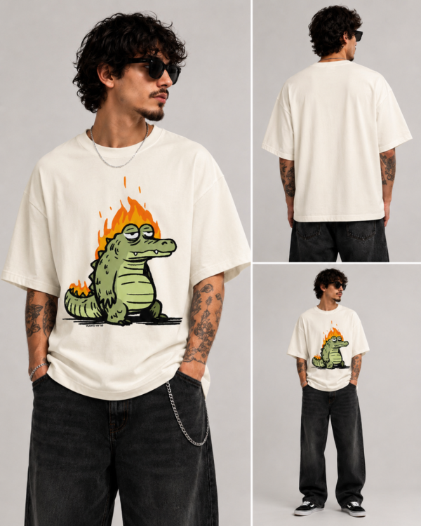 A6335A66-F5DA-4C38-9850-62DC4834302B Burnout Croc Oversized Off-White T-Shirt