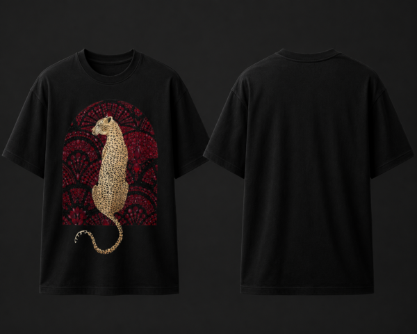 C35F4478-84B1-44A4-A95E-69BD8FD90C3D Wild Leopard Premium Regular Printed Black T-Shirt