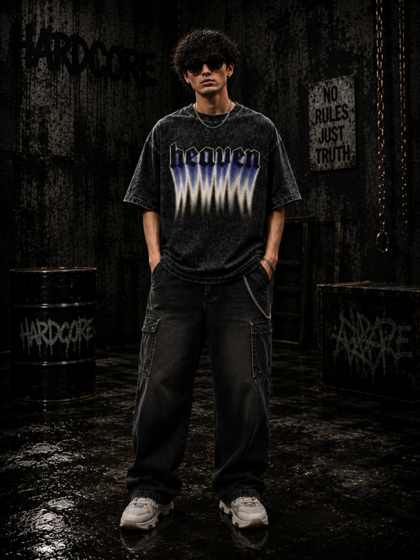 Heaven Fade – Acid Wash Oversized Drop Shoulder T-Shirt