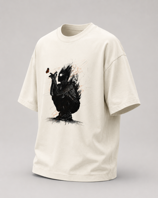 D4EA6FCF-3C3E-45AB-8437-BF5FF3221B50 Dark Butterfly Oversized Off-White T-Shirt