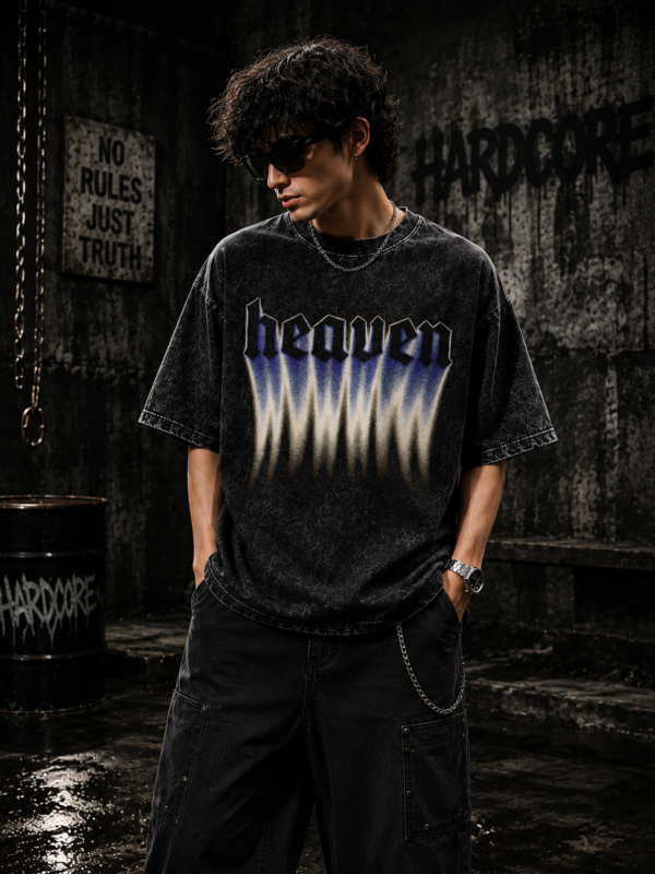 Heaven Fade – Acid Wash Oversized Drop Shoulder T-Shirt