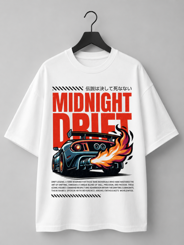 DABDFEA8-FDE3-4A04-BE90-23C1327480C6 Midnight Drift Graphic Oversized White T-Shirt
