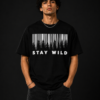 Stay Wild Premium Regular Printed Black T-Shirt