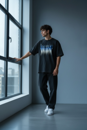 Heaven Fade – Oversized Graphic Black T-Shirt