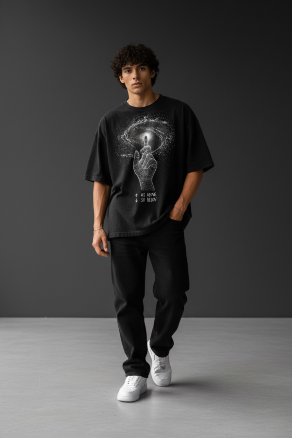 Photoroom_20260620_151339 As Above, So Below – Cosmic Connection Oversized Black T-Shirt