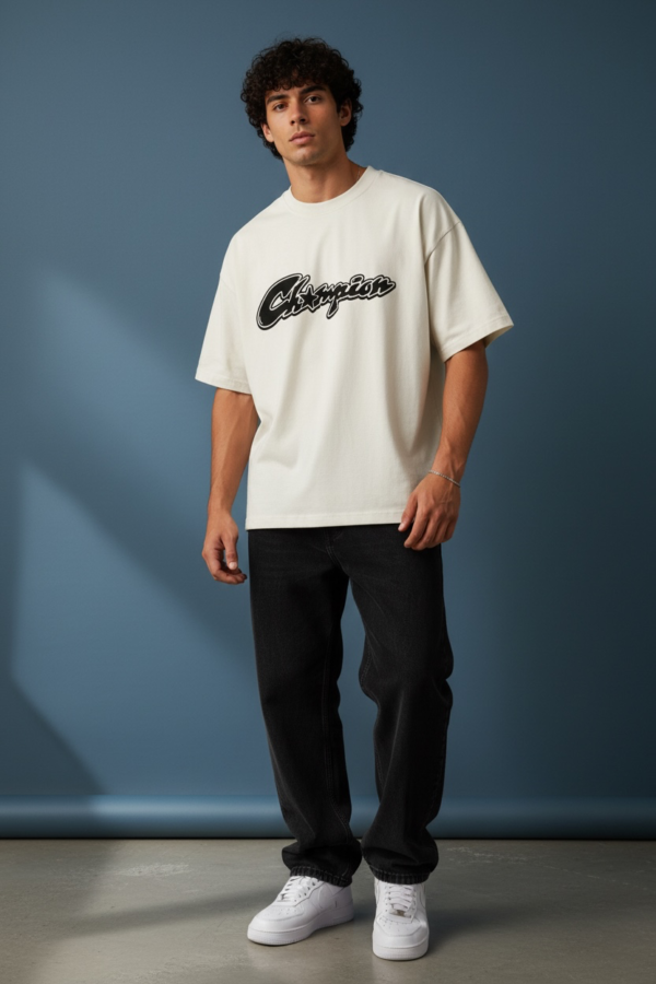Champion Script Oversized Off-White T-Shirt