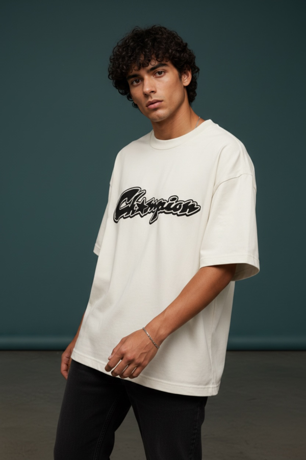 Champion Script Oversized Off-White T-Shirt