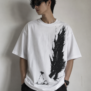 Oversized Samurai & Shadow Dragon Graphic T-Shirt | Japanese Ink Art Streetwear Tee