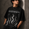 Oversized Black Graphic T-Shirt for Men – Overthinking Inner Peace Streetwear Tee