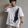 382C8FAC-95D1-4859-AD32-849C44A754FA Oversized Samurai & Shadow Dragon Graphic T-Shirt | Japanese Ink Art Streetwear Tee