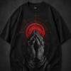 3F2B6BC4-A3F0-4B96-A7BF-CB2905827C67 Black Oversized Praying Hands Graphic T-Shirt for Men | Gothic Streetwear Premium Cotton Tee