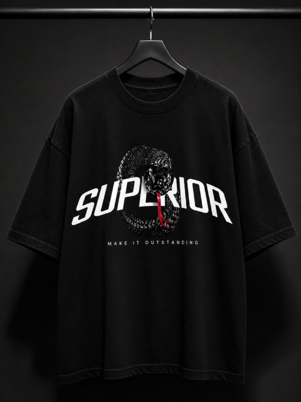 6F1D0707-3CDE-4A6B-A97D-EEE27511250D Superior Snake Graphic Oversized Black T-Shirt for Men | Streetwear Cotton Tee