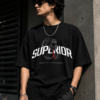 78962595-C4BA-41F0-BCC6-FEE798F9E8FC Superior Snake Graphic Oversized Black T-Shirt for Men | Streetwear Cotton Tee