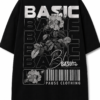 Basic Floral Oversized Black T-Shirt | Minimal Streetwear Graphic Tee for Men