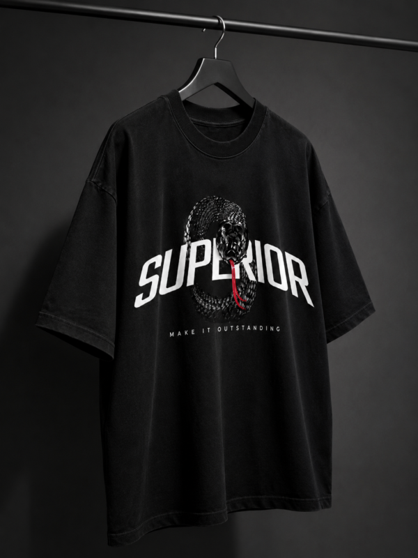 C0DFAAC1-F82C-4E45-8C79-5B771ED0B8E5 Superior Snake Graphic Oversized Black T-Shirt for Men | Streetwear Cotton Tee